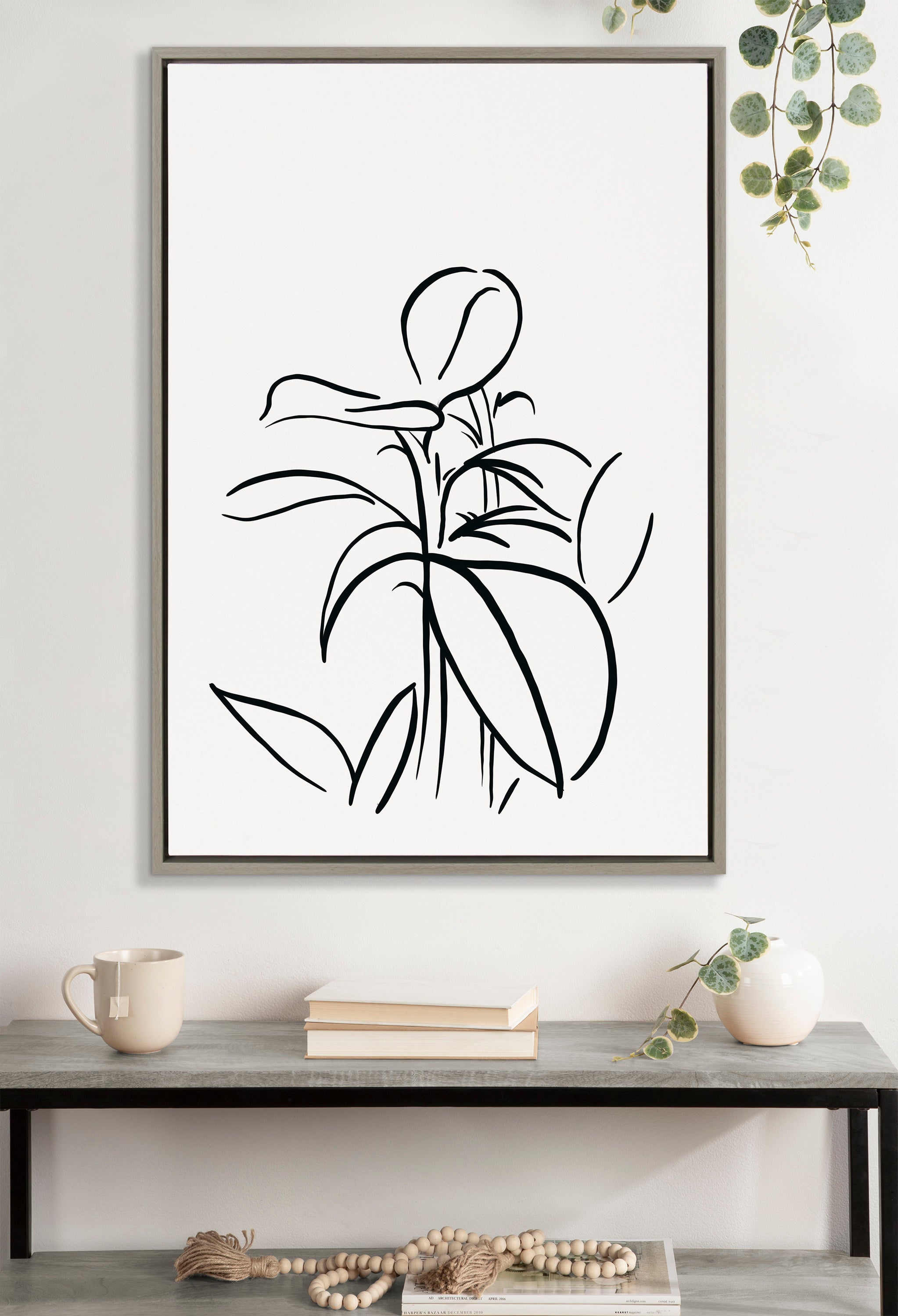 Sylvie Botanical Sketch Print No 1 Framed Canvas by The Creative Bunch