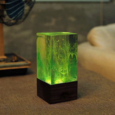 Aurora Resin LED Lamp – handcrafted resin table décor with warm white light