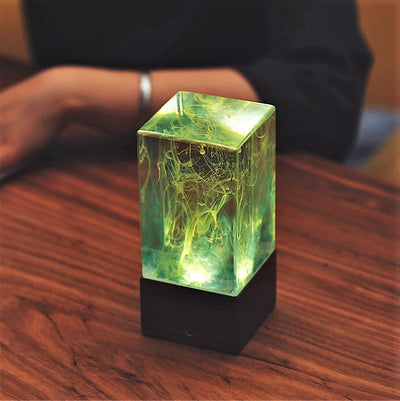 Aurora Resin LED Lamp – handcrafted resin table décor with warm white light
