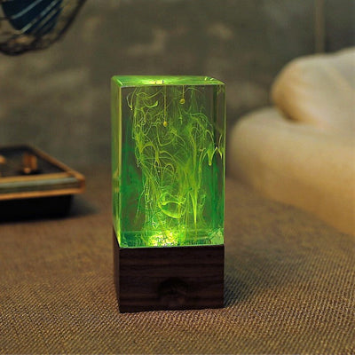 Aurora Resin LED Lamp – handcrafted resin table décor with warm white light