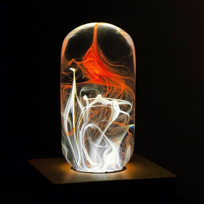 EP Light Tango Resin LED Bulb with wooden base, handcrafted resin design