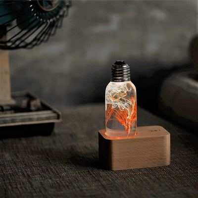 EP Light Tango Resin LED Bulb with wooden base, handcrafted resin design
