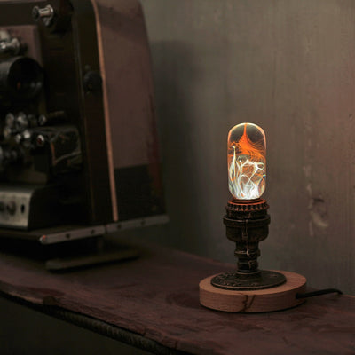 EP Light Tango Resin LED Bulb with wooden base, handcrafted resin design