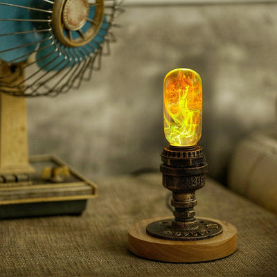 Three handcrafted resin LED bulbs with unique color patterns, shown in a 3-pack