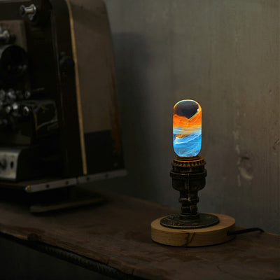 EP Light Sunrise handcrafted resin LED bulb with wooden base options