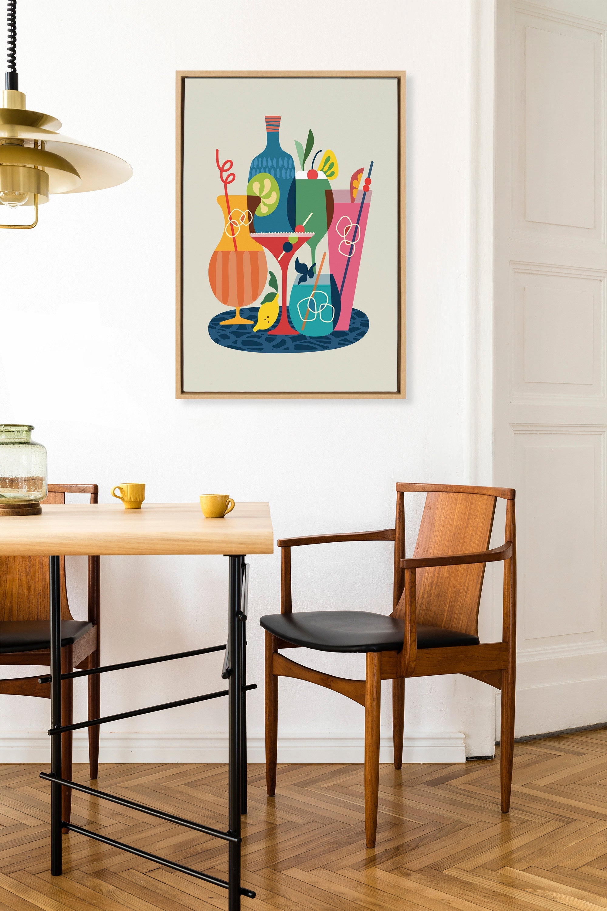 Sylvie Mid Century Modern Cocktails Framed Canvas by kateandlaurel - product image 10 for Resin Society