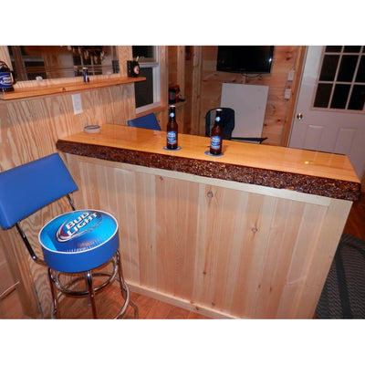 Clear epoxy resin coating on bar top and table surfaces