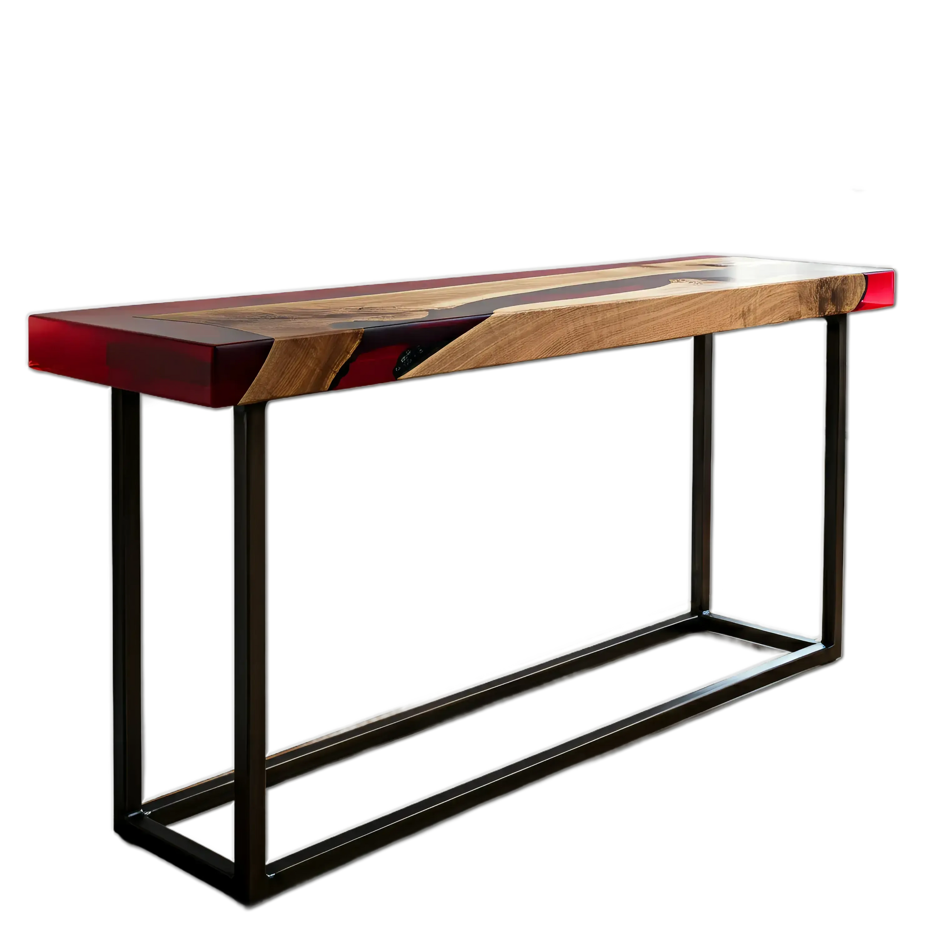 Northern Cardinal Console Table - Walnut & Red Epoxy Resin | Resin