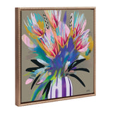 Sylvie Beaded Bright Flowers framed canvas art with gold vintage beaded frame showing colorful floral design