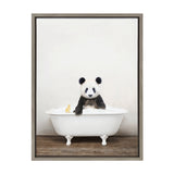 Sylvie Panda Waving in Rustic Bath Framed Canvas by kateandlaurel - product image 20 for Resin Society