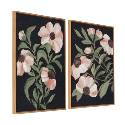 Sylvie Beaded Nocturnal Blossom 1 and 2 Framed Canvas Art Set by Nikita Jariwala