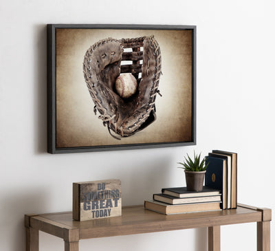 Sylvie Vintage Baseball Glove Framed Canvas by kateandlaurel - product image 7 for Resin Society