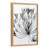 Black and white X-ray style floral printed artwork framed in polystyrene