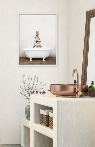 Sylvie Stacked Owls in Rustic Bath Framed Canvas by kateandlaurel - product image 4 for Resin Society