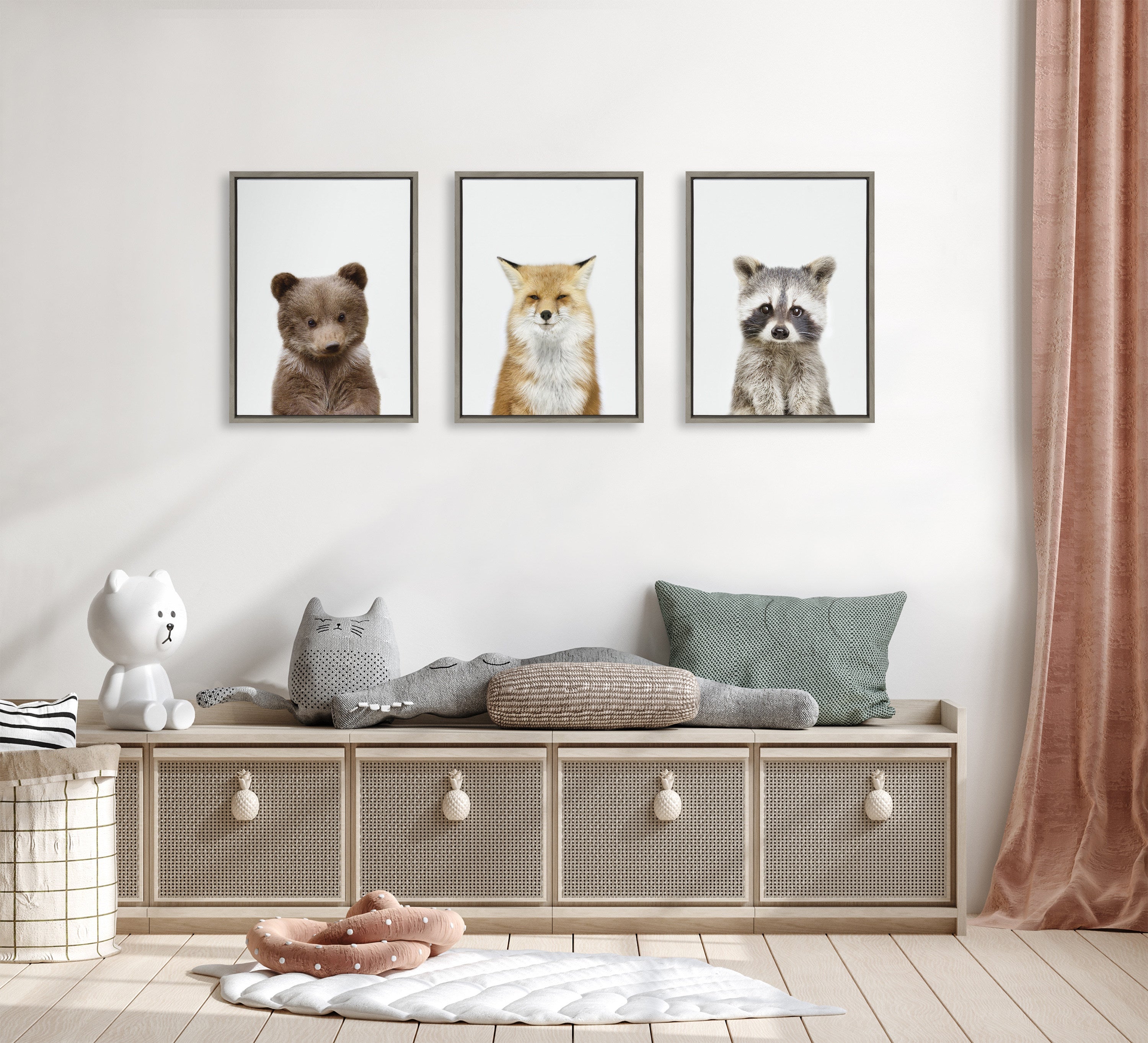 Sylvie Studio Bear, Studio Fox and Studio Raccoon Framed Canvas by kateandlaurel - product image 11 for Resin Society
