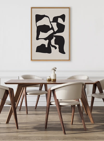 Sylvie Distorted Shapes of Black and Tan Framed Canvas by The Creative Bunch Studio