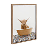 Sylvie Highland Cow In Mediterranean Bath Framed Canvas by kateandlaurel - main product image for Resin Society