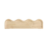 Light wood shelf with a natural finish, featuring a smooth wavy top edge and rounded corners, shown against a white background.