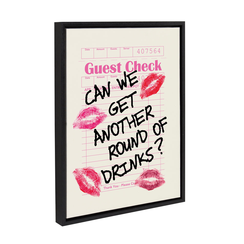 Sylvie Another Round Guest Check framed canvas art by Alli Standefer showing a guest check design in Bright Gold color
