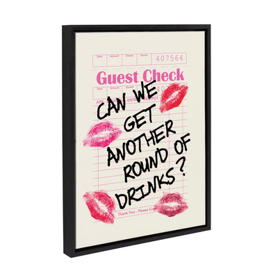 Sylvie Another Round Guest Check framed canvas art by Alli Standefer showing a guest check design in Bright Gold color