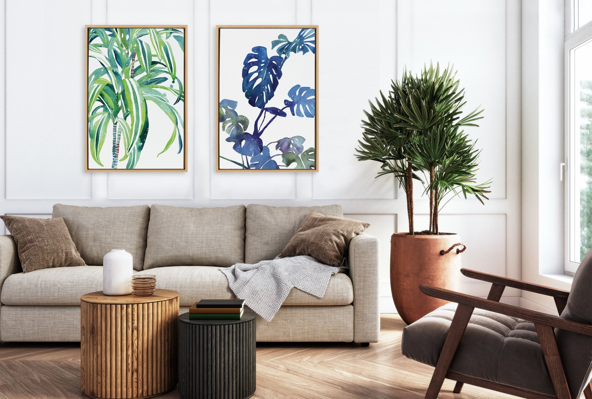 Sylvie CI Monstera Blue Magic Framed Canvas by kateandlaurel - product image 6 for Resin Society