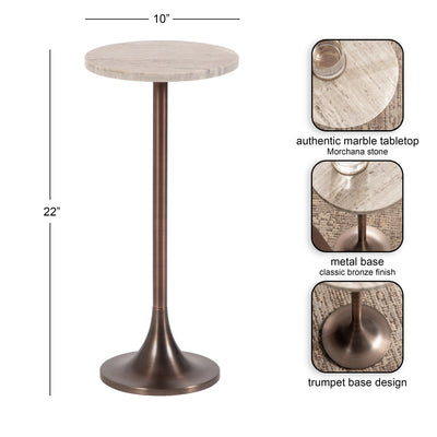 Baronet Round Marble and Metal Table