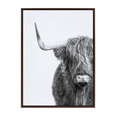 Sylvie B&W Highland Cow No. 1 Framed Canvas by Amy Peterson Art Studio