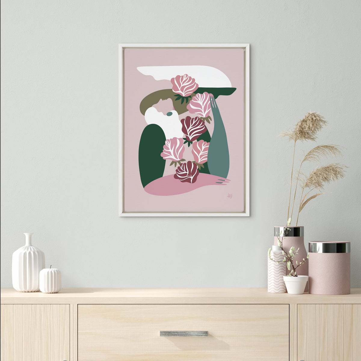 Sylvie Abstract Figure 4 Framed Canvas by kateandlaurel - product image 4 for Resin Society