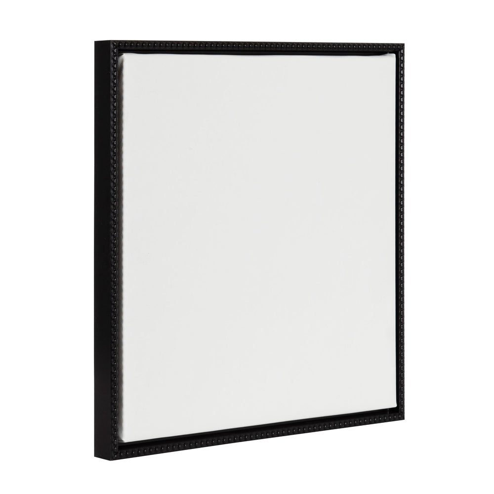Sylvie Blank Framed Canvas 22x22 resting on an easel with light woodgrain frame