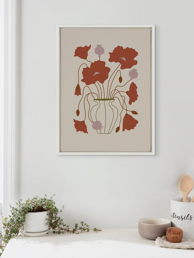 Sylvie Colorful Abstract Retro Floral Red and Pink Framed Canvas by kateandlaurel - product image 5 for Resin Society