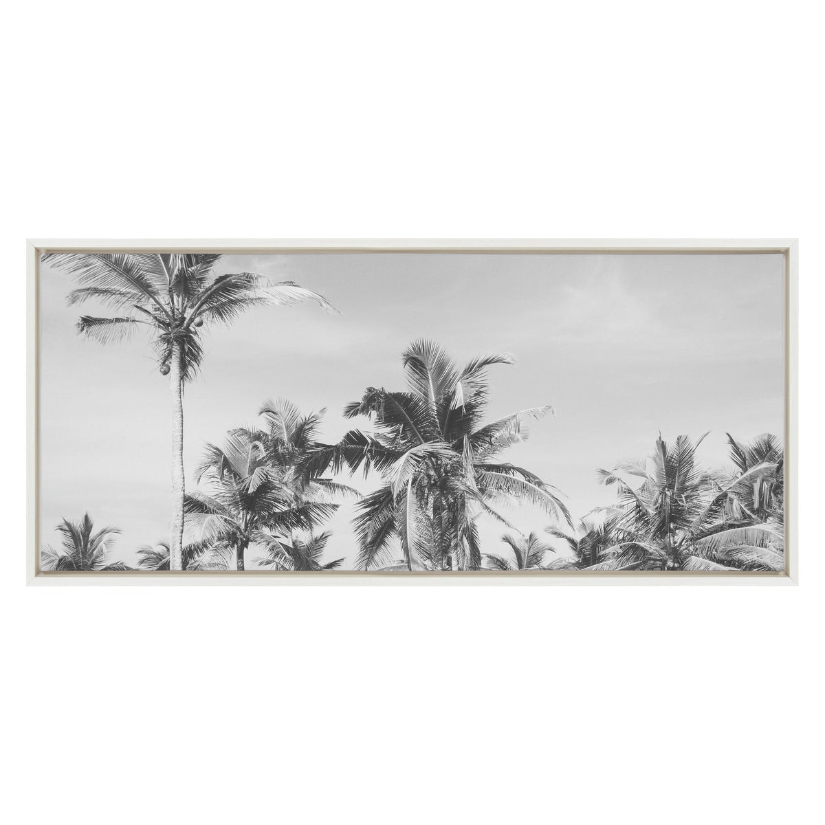 Sylvie Coastal Coconut Palm Tree Beach BW Framed Canvas by kateandlaurel - product image 2 for Resin Society