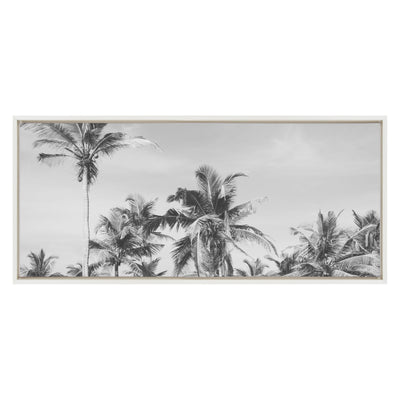 Sylvie Coastal Coconut Palm Tree Beach BW Framed Canvas by kateandlaurel - product image 2 for Resin Society