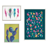 Sylvie Leopard 3, Feather Four and 800 Folk Cactus v2 Framed Canvas by kateandlaurel - main product image for Resin Society