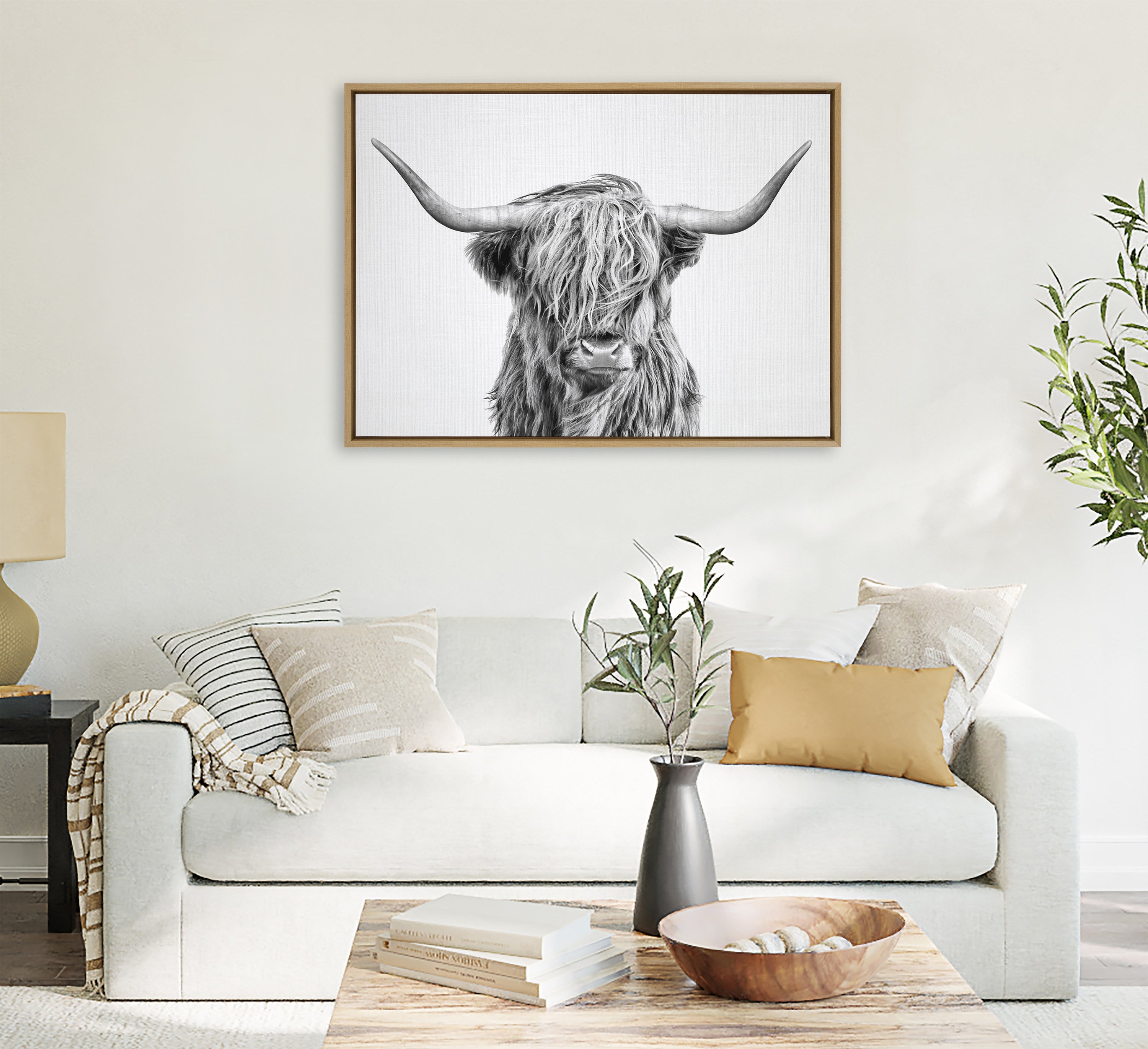 Sylvie Highland Cow 2 Framed Canvas