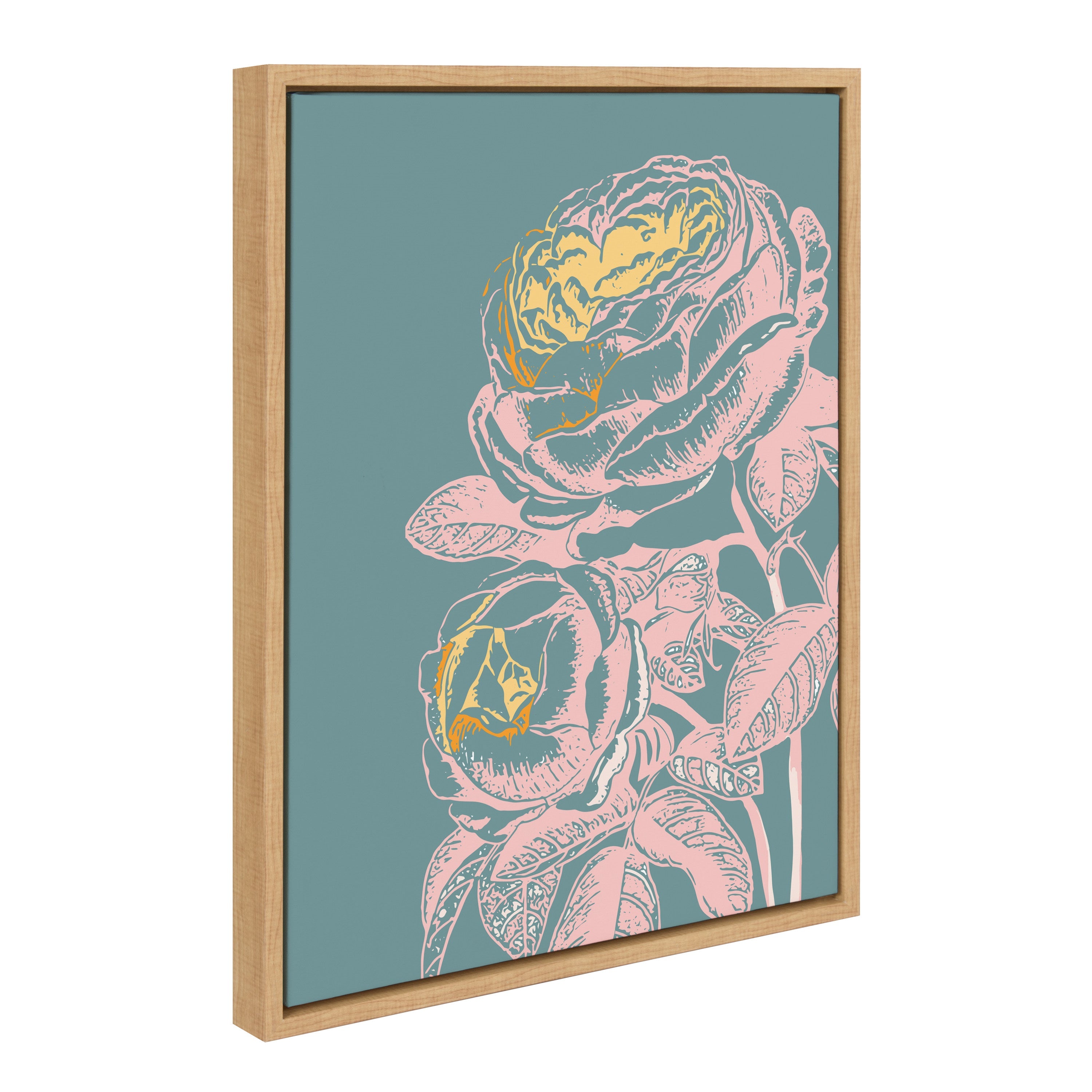 Sylvie Floral in Teal Framed Canvas by kateandlaurel - product image 9 for Resin Society