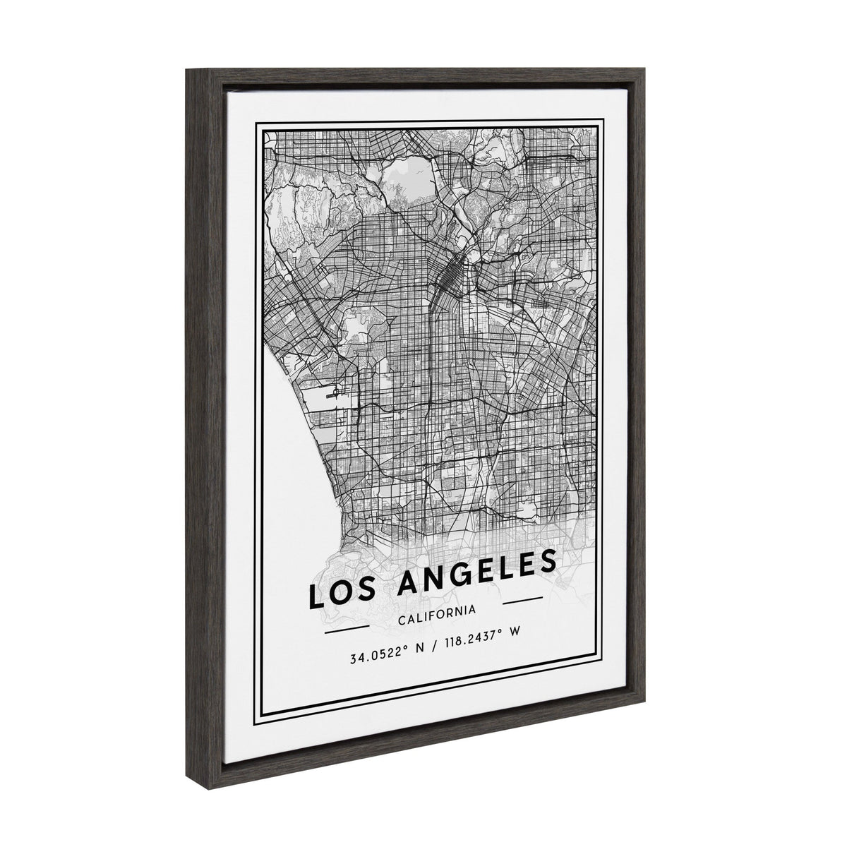 Sylvie Los Angeles Modern Map Framed Canvas by kateandlaurel - product image 2 for Resin Society