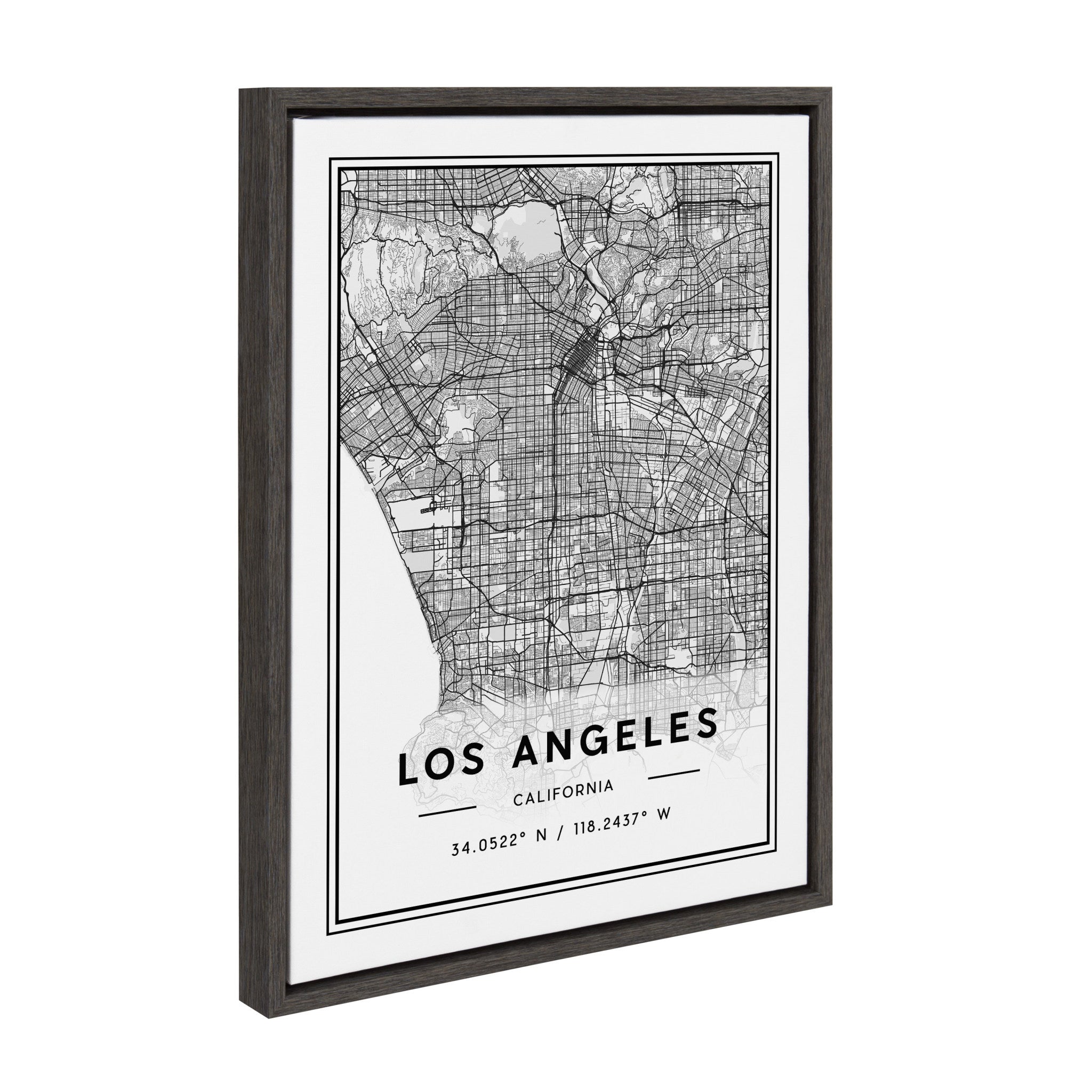 Sylvie Los Angeles Modern Map Framed Canvas by kateandlaurel - product image 2 for Resin Society