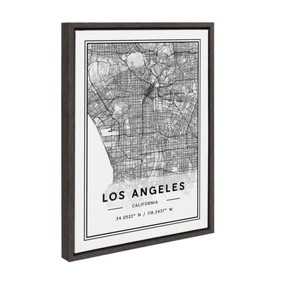 Sylvie Los Angeles Modern Map Framed Canvas by kateandlaurel - product image 2 for Resin Society