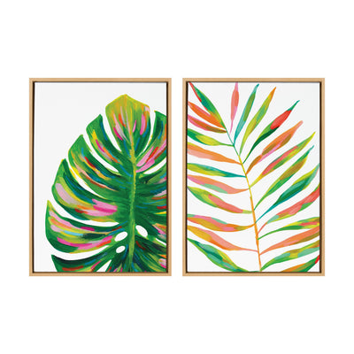 Sylvie EV Monstera and EV Palma No 2 Framed Canvas Art Set by Jessi Raulet of Ettavee