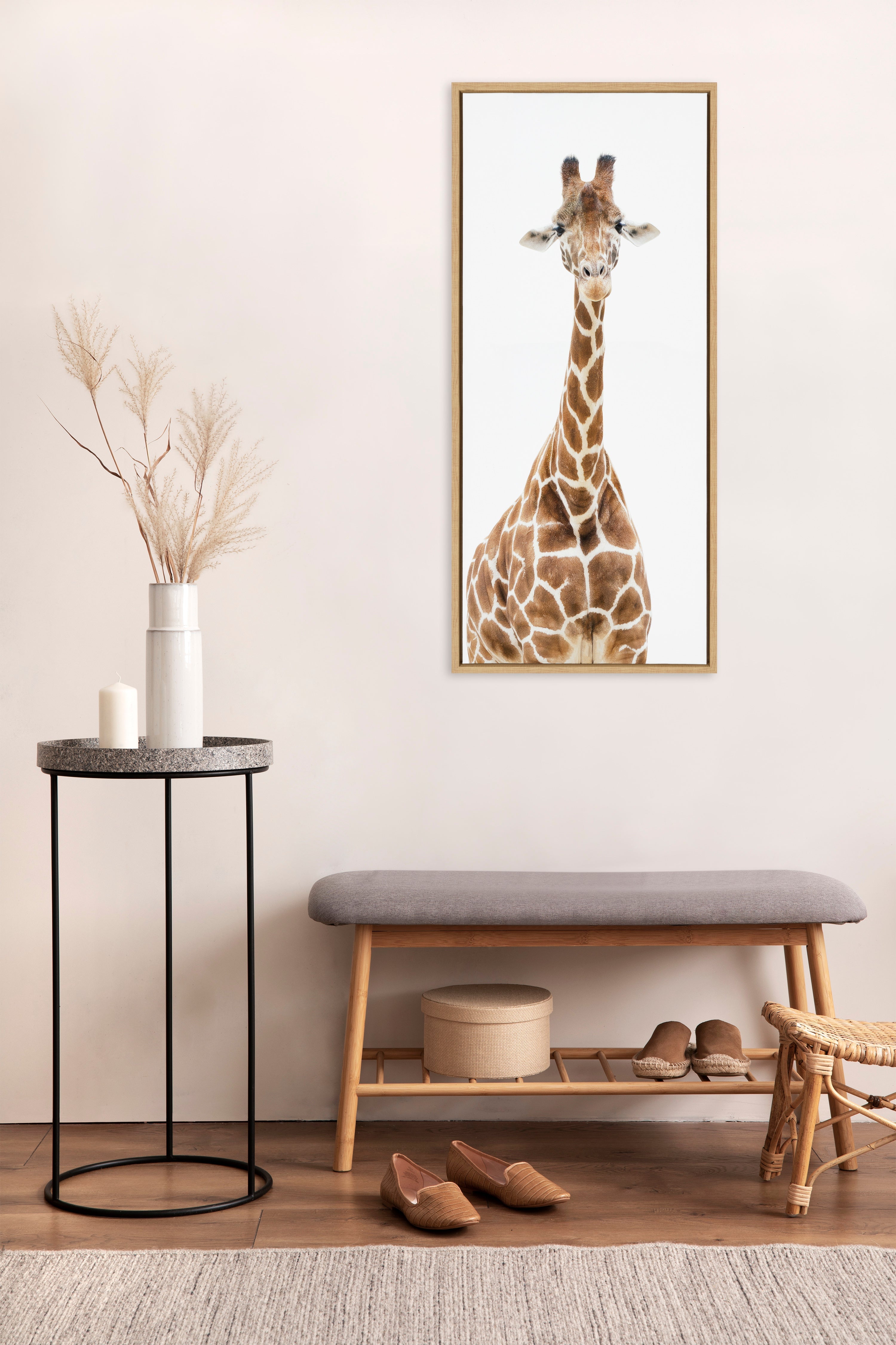 Sylvie Standing Giraffe Framed Canvas by Amy Peterson