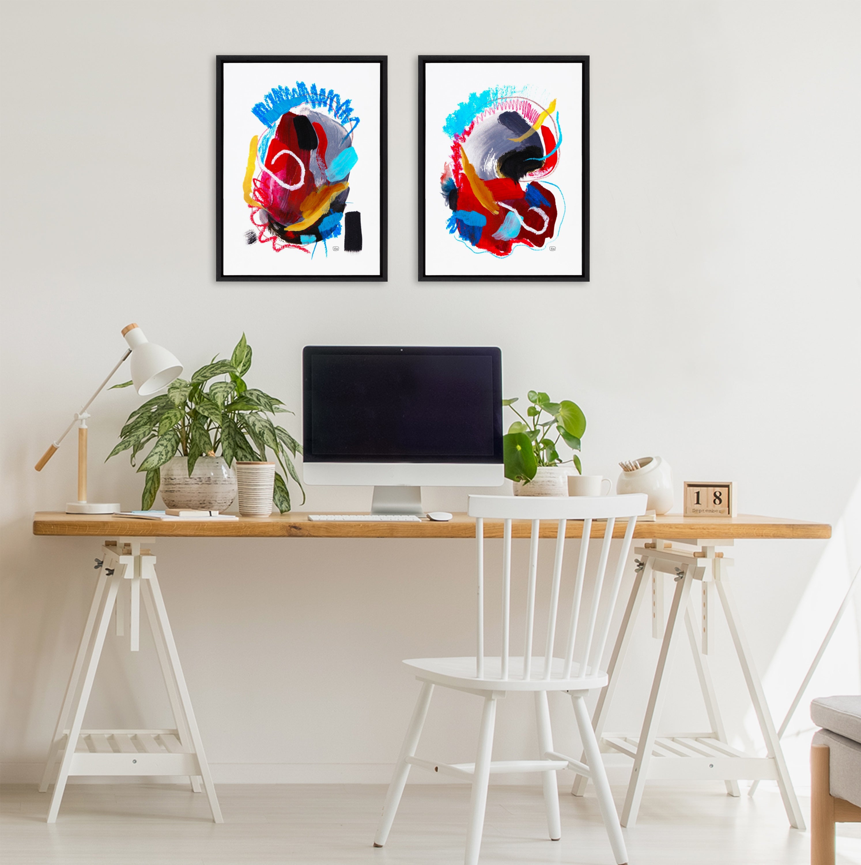 Sylvie Intensity No 1 and 2 Framed Canvas Art Set by Erika Wynn
