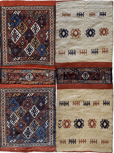 Exquisite Persian Qashqai Nomadic Vintage Khorjin ‘Saddle bag’ by Rugistan - main product image for Resin Society