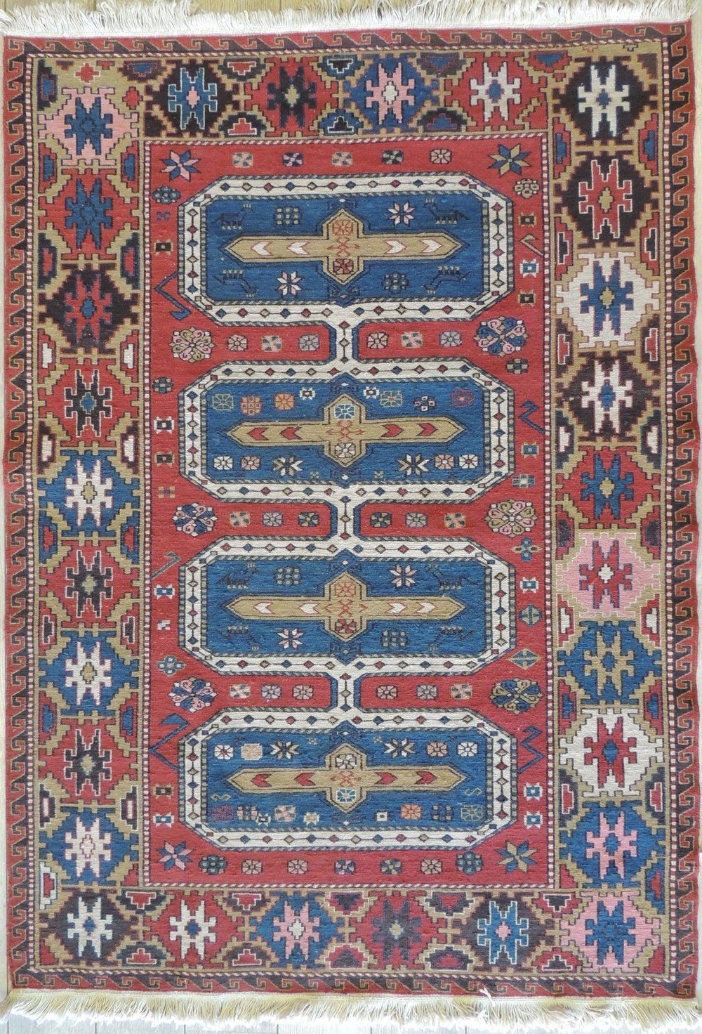 Exquisite Vintage Hand Knotted Soumak Area Rug 6x4 Ft by Rugistan - main product image for Resin Society