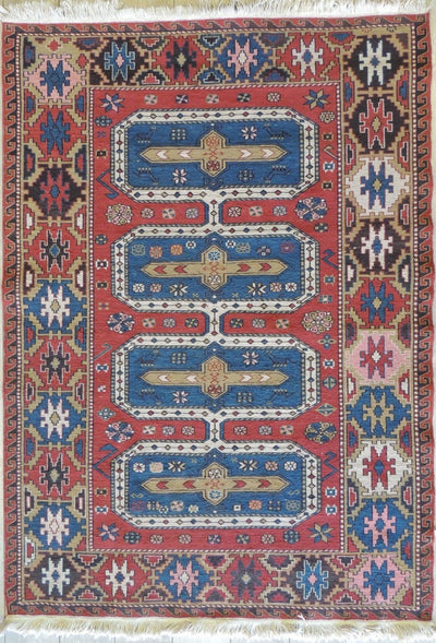 Exquisite Vintage Hand Knotted Soumak Area Rug 6x4 Ft by Rugistan - main product image for Resin Society