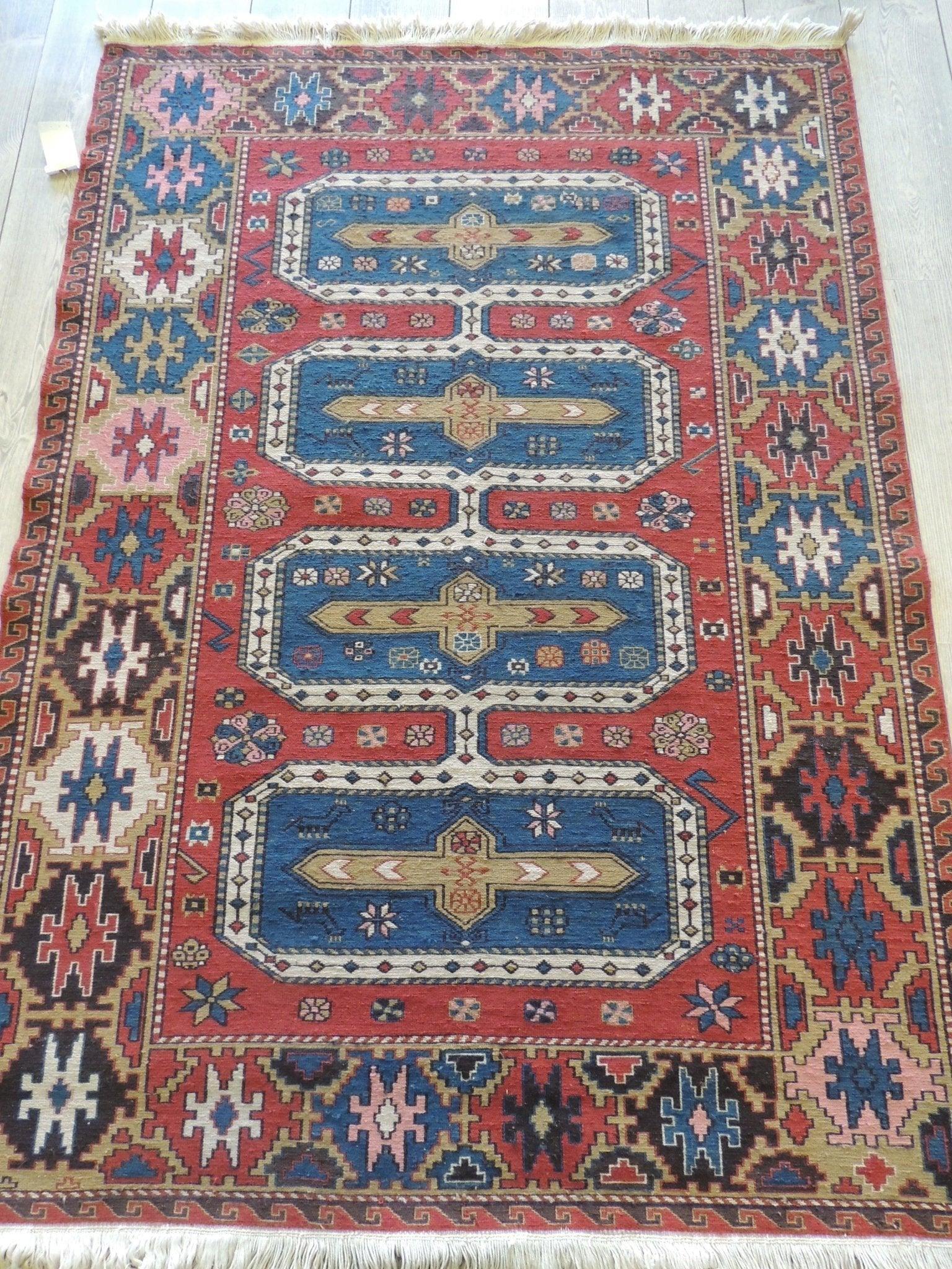 Exquisite Vintage Hand Knotted Soumak Area Rug 6x4 Ft by Rugistan - product image 3 for Resin Society