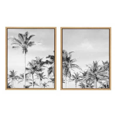Sylvie Coastal Coconut Palm Tree Beach BW Framed Canvas Set by The by kateandlaurel - product image 9 for Resin Society