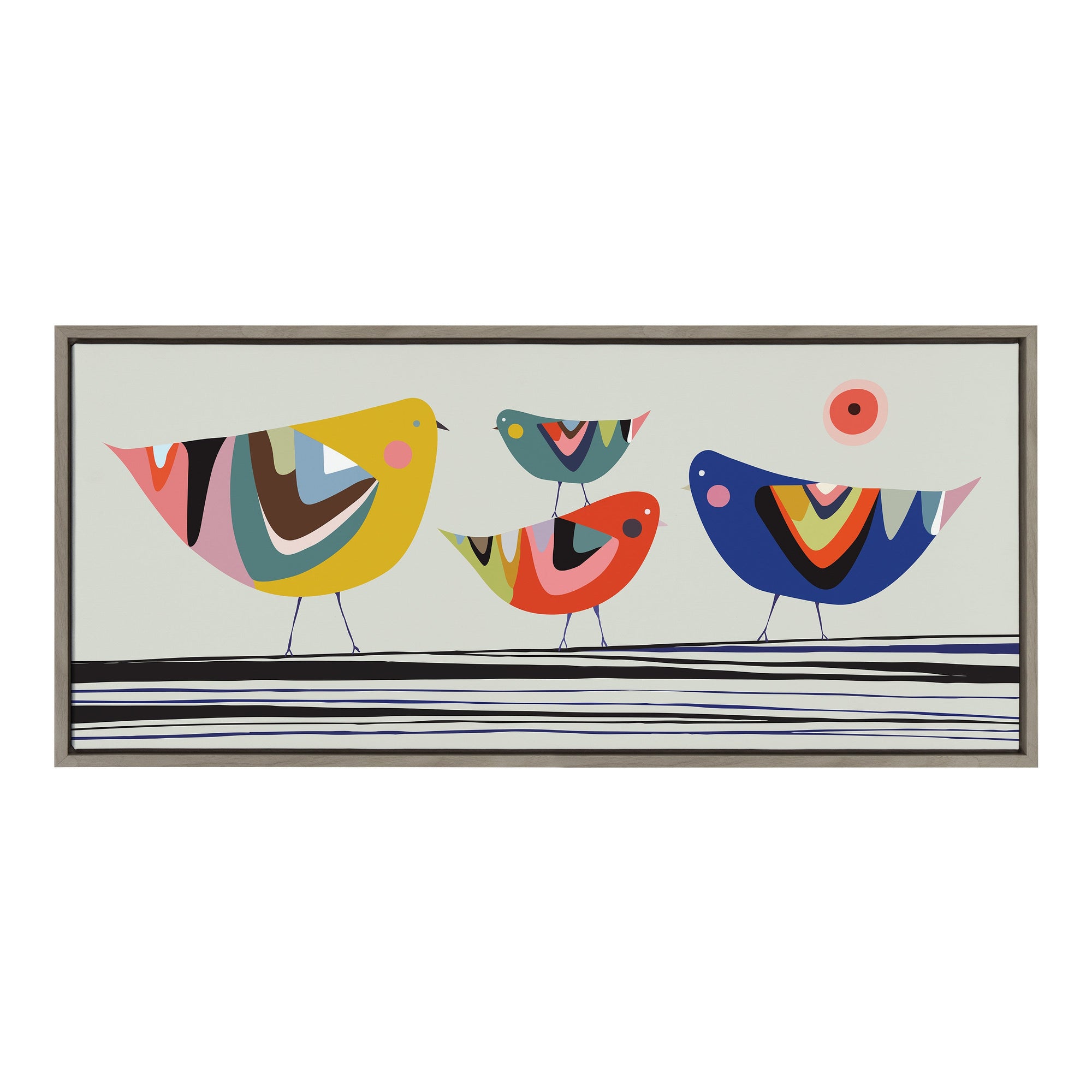 Sylvie Family Tree 4 Birds Framed Canvas by kateandlaurel - main product image for Resin Society
