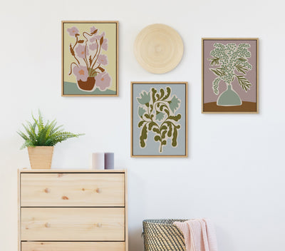 Sylvie Expressive Abstract House Plant Playful Blue Framed Canvas by kateandlaurel - product image 11 for Resin Society