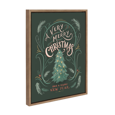 Sylvie A Very Merry Christmas Framed Canvas Art in Gold Frame, 18x24 inches