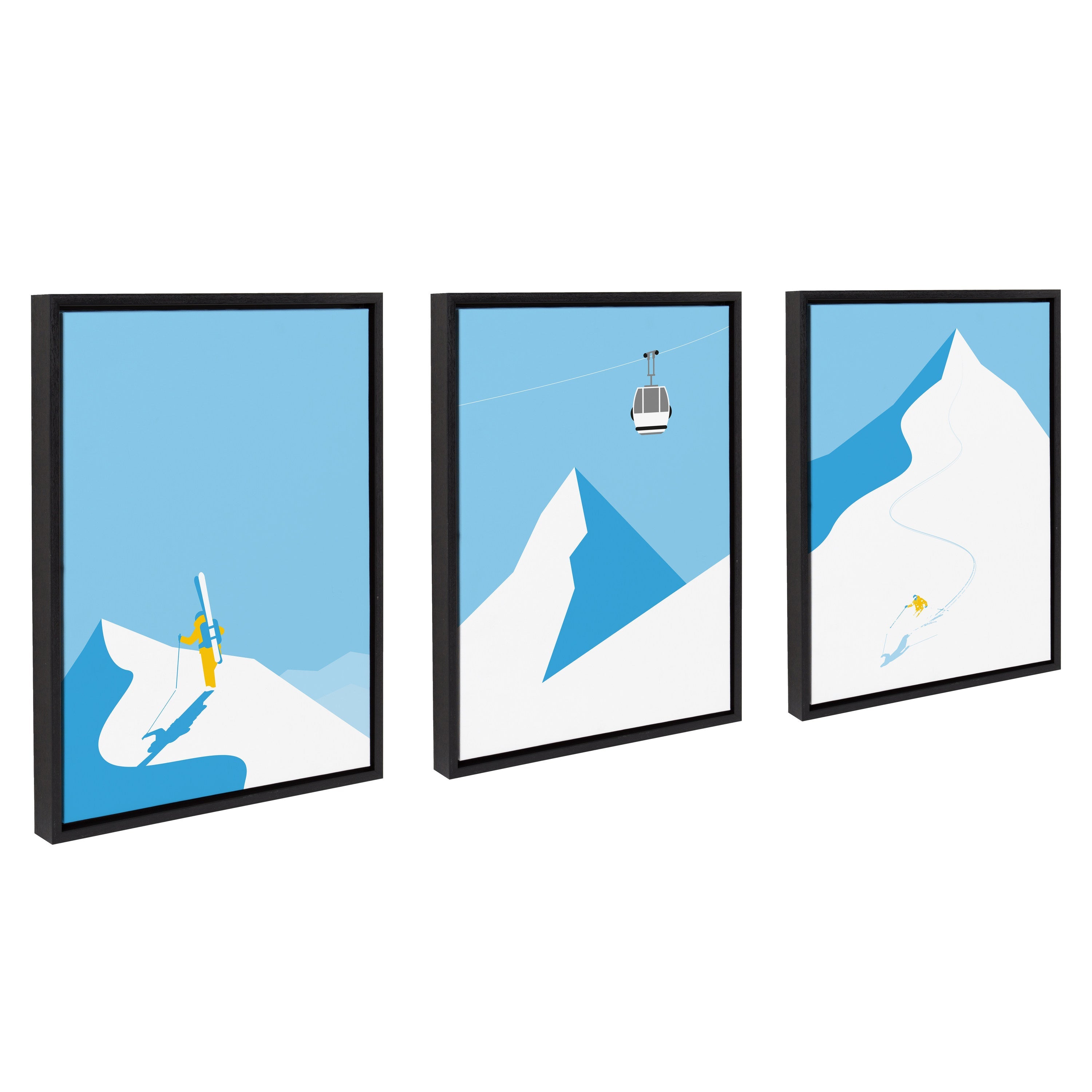 Sylvie Downhill Skier Framed Canvas Art Set By Rocket Jack by kateandlaurel - product image 2 for Resin Society